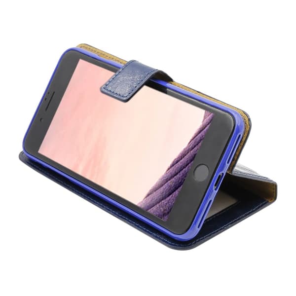 iPhone 7/8 Plus Lompakkokotelo Irrotettavalla Kuorella - Sininen