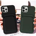 Miniatyrbillede 3 af 4: iPhone 13 Pro Max Silikone Cover med Kortlomme - Militær Grøn