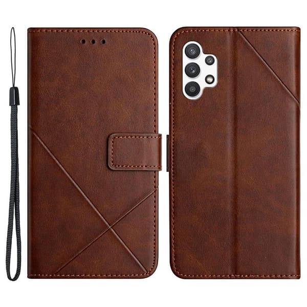 SKALO Samsung A13 4G Embossed Plånboksfodral i PU-Läder - Brun