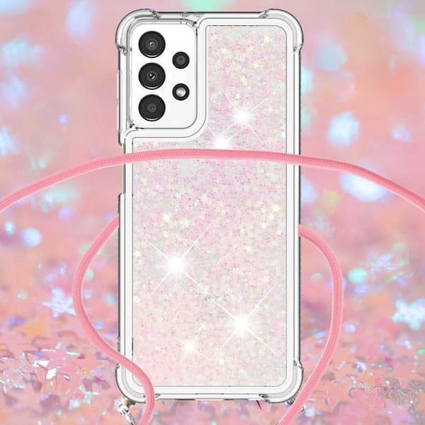 SKALO Samsung A13 4G Juoksuhiekka Glitter Mobile kaulapanta - Pinkki