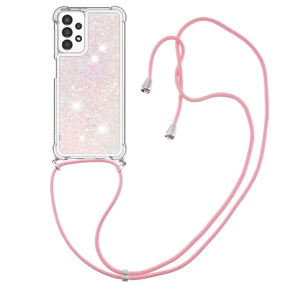 SKALO Samsung A13 4G Juoksuhiekka Glitter Mobile kaulapanta - Pinkki