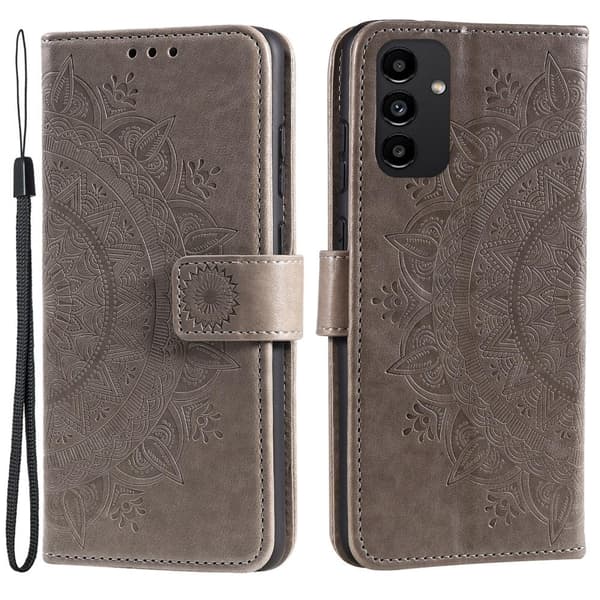 SKALO Samsung A13 4G Mandala lompakkokotelo - Harmaa