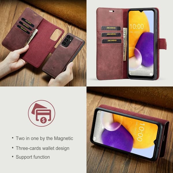 DG MING Samsung A13 4G 2-in-1 magneetti lompakkokotelo - Punainen