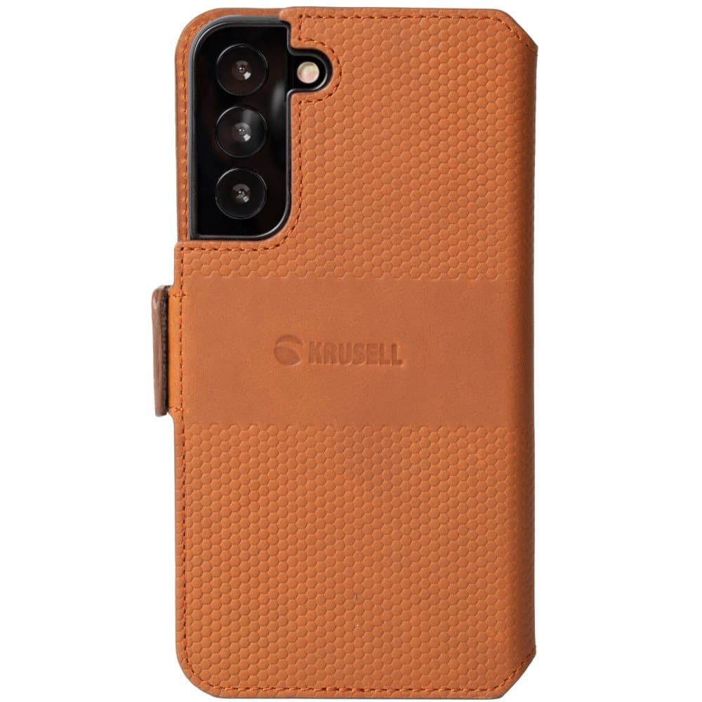 Leather Phone Wallet Galaxy S22+ Cognac