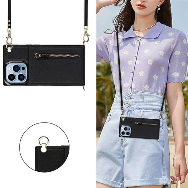 Zipper necklace case Apple iPhone 13 Pro - Svart