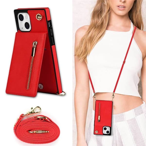 Zipper halskæde etui Apple iPhone 13 - Rød
