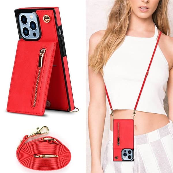 Zipper halskjede deksel Apple iPhone 12 Pro - Rød