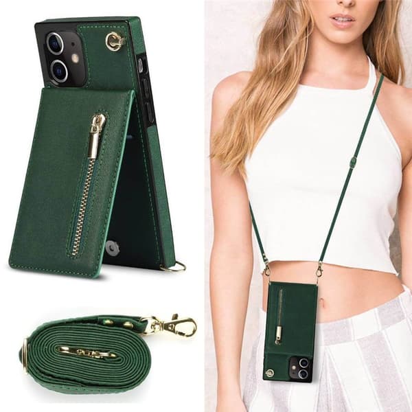 Zipper necklace case Apple iPhone 12 - Grön