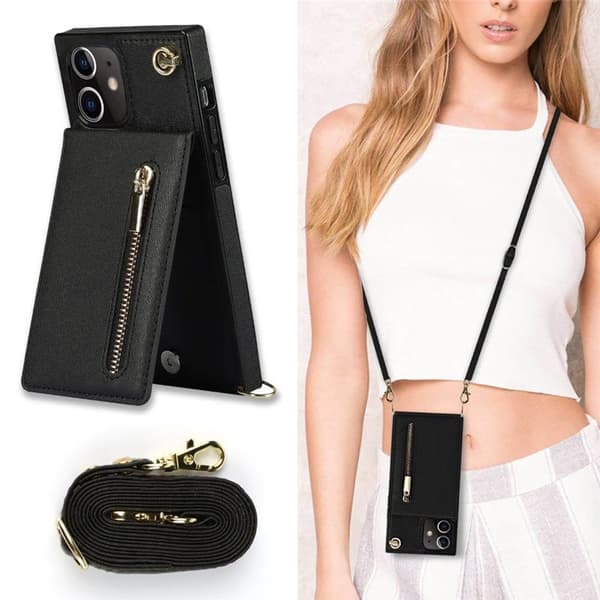 Zipper halskæde etui Apple iPhone 12 Mini - Sort