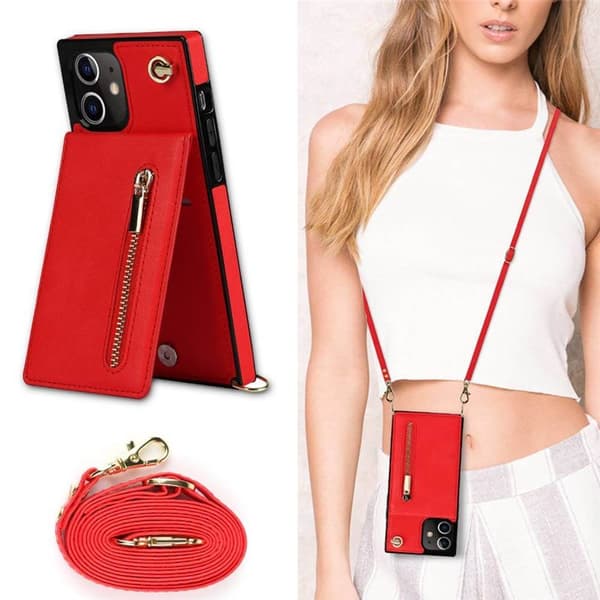 Zipper halskjede deksel Apple iPhone 12 Mini - Rød