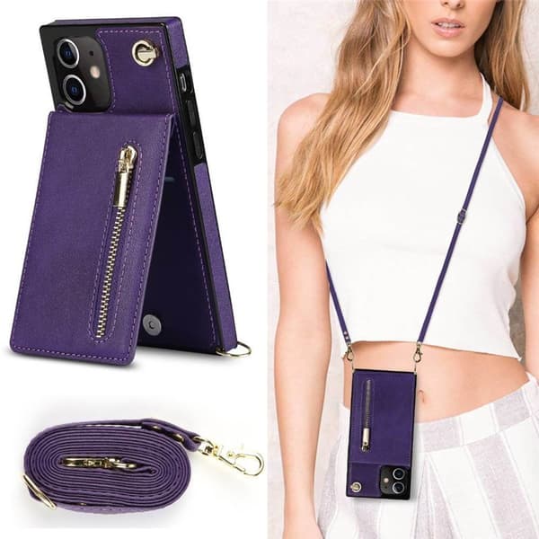 Zipper halskæde etui Apple iPhone 12 Mini - Lilla