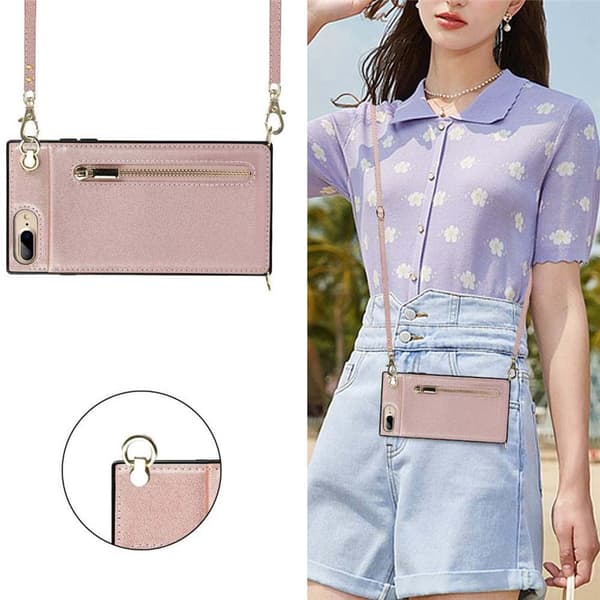 Zipper necklace case Apple iPhone 8 Plus - Rosè