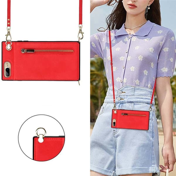 Zipper necklace case Apple iPhone 8 Plus - Röd