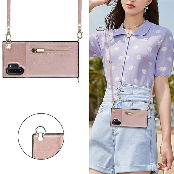 Zipper necklace case Samsung Galaxy Note 10 Plus - Rosè