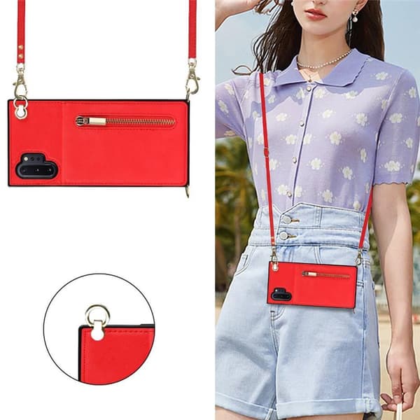 Zipper necklace case Samsung Galaxy Note 10 Plus - Röd