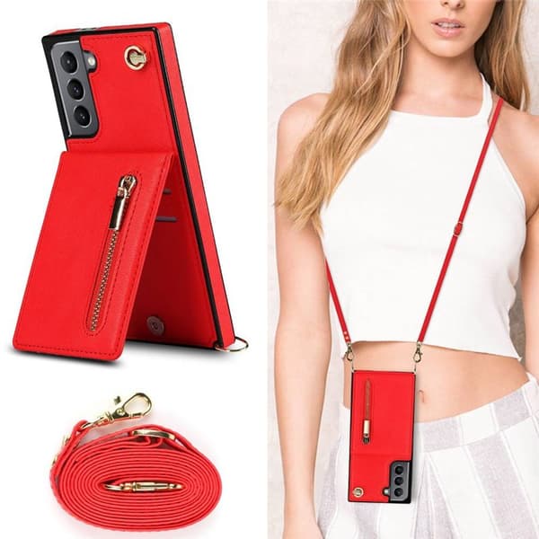 Zipper necklace case Samsung Galaxy S21 - Röd