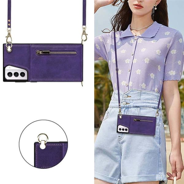 Zipper necklace case Samsung Galaxy S21 Plus - Lila