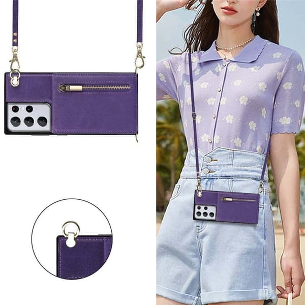 Zipper necklace case Samsung Galaxy S21 Ultra - Lila
