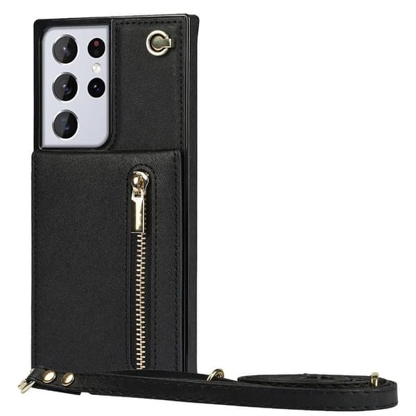 Zipper halskæde etui Samsung Galaxy S22 Ultra - Sort
