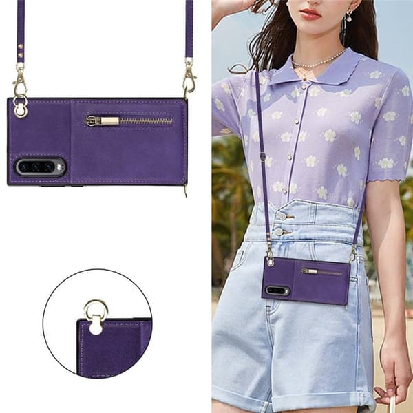 Zipper necklace case Huawei P30 - Lila