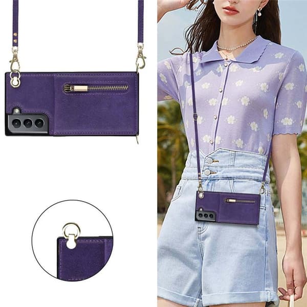 Zipper necklace case Samsung Galaxy S21 FE - Lila