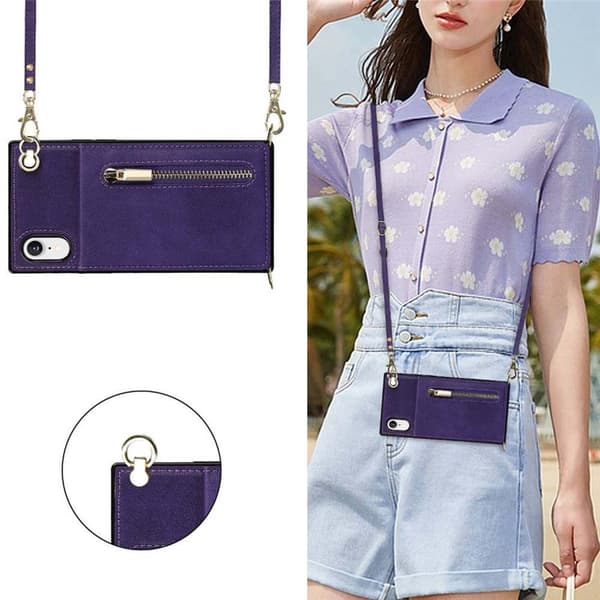 Zipper necklace case Apple iPhone XR - Lila