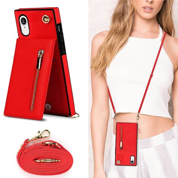 Zipper halskæde etui Apple iPhone XR - Rød