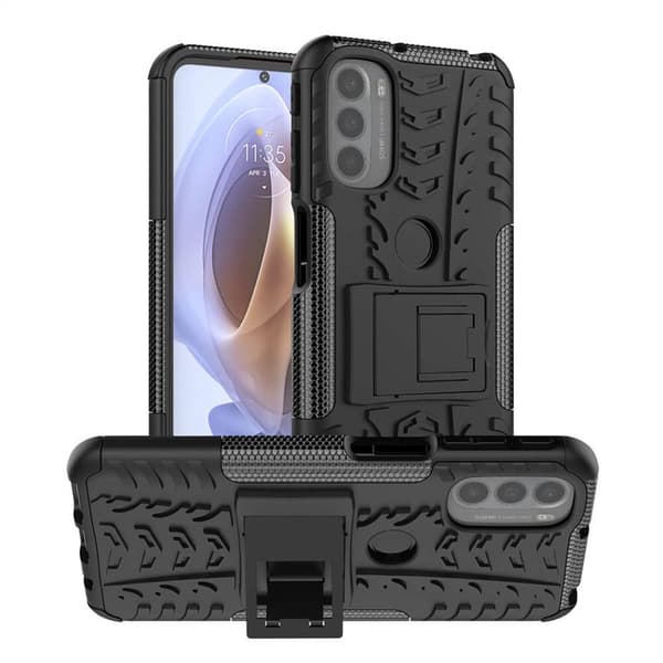 Iskunkestävä kuori jalustalla Motorola Moto G41 - Musta