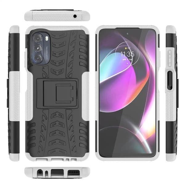 Stødbestandigt cover med stativ Motorola Moto G82 5G - Hvid