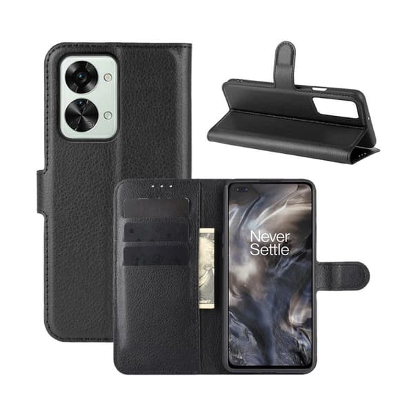 Oneplus Nord 2T Plånboksfodral med Stativ - Svart