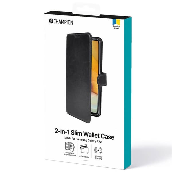 Slim lommebokdeksel 2i1 Samsung Galaxy A72 4G - Sort