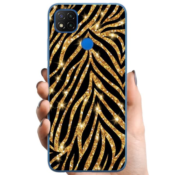 Xiaomi Redmi 9C NFC TPU Mobildeksel Gull & Glitter