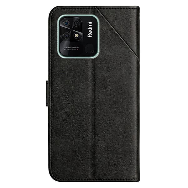 SKALO Xiaomi Redmi 10C Embossed Plånboksfodral i PU-Läder - Svart
