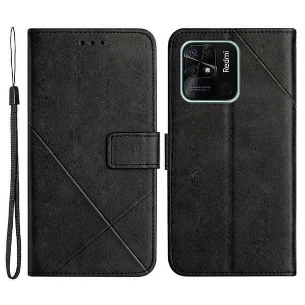 SKALO Xiaomi Redmi 10C Embossed Plånboksfodral i PU-Läder - Svart
