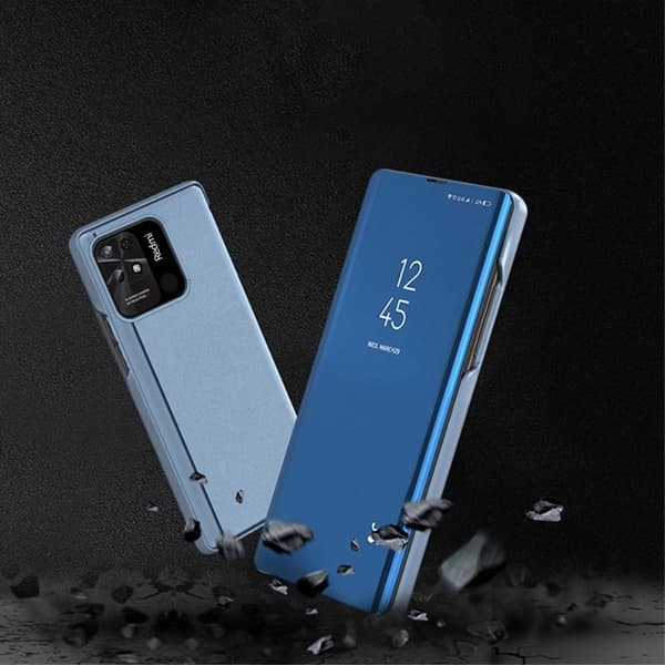 SKALO Xiaomi Redmi 10C Clear View Mirror Lompakko - Sininen