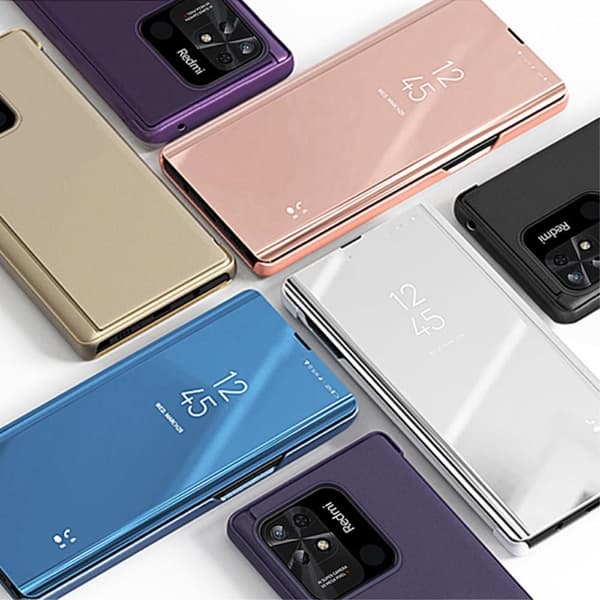 SKALO Xiaomi Redmi 10C Clear View Mirror Lompakko - Sininen