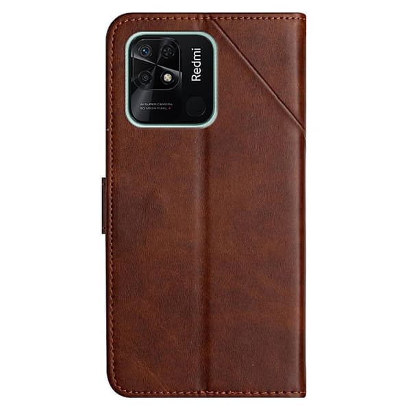 SKALO Xiaomi Redmi 10C Embossed Plånboksfodral i PU-Läder - Brun