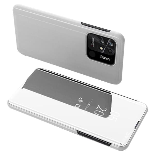 SKALO Xiaomi Redmi 10C Clear View Spegel fodral - Silver