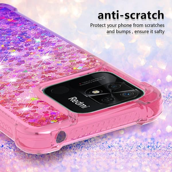 SKALO Xiaomi Redmi 10C Kvicksand Glitter Hjärtan TPU-skal - Rosa-Lila