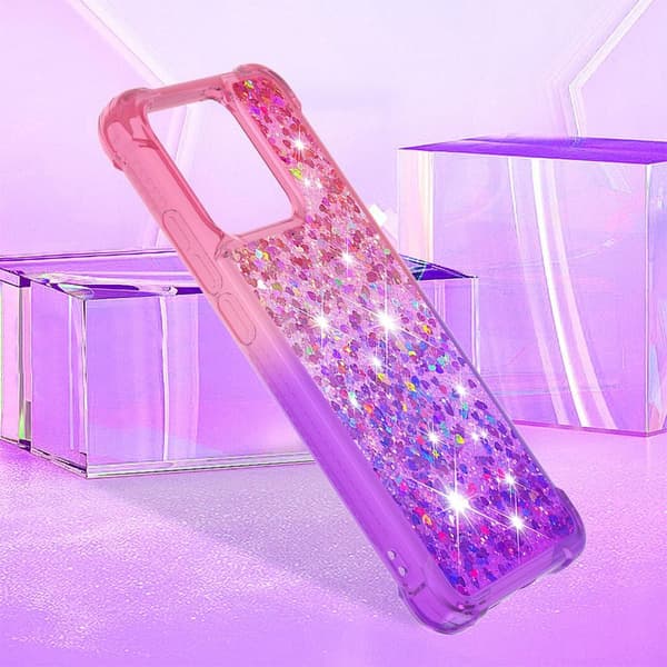 SKALO Xiaomi Redmi 10C Kvicksand Glitter Hjärtan TPU-skal - Rosa-Lila