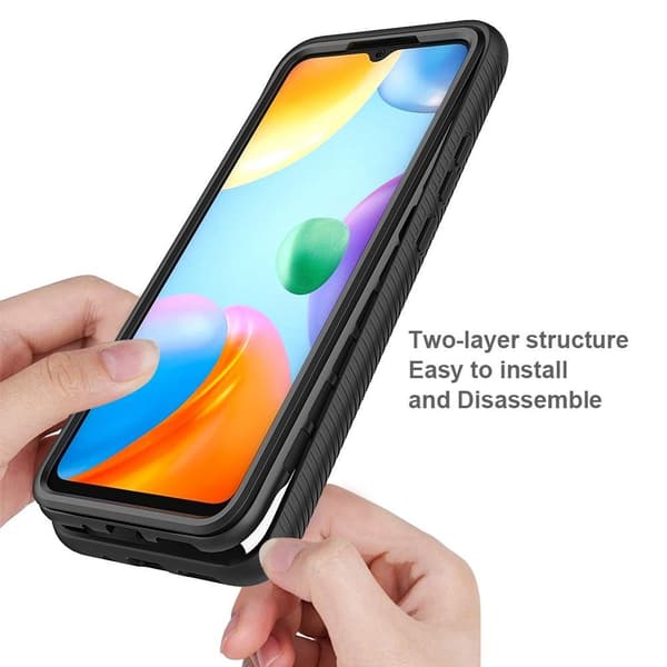SKALO Xiaomi Redmi 10C Iskunkestävä Clear Hybridi Suojakuori - Musta