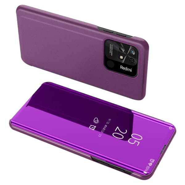SKALO Xiaomi Redmi 10C Clear View Mirror Lompakko - Violetti