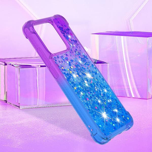 SKALO Xiaomi Redmi 10C Juoksuhiekka Glitter Sydämet TPU kuori - Violetti-Sininen