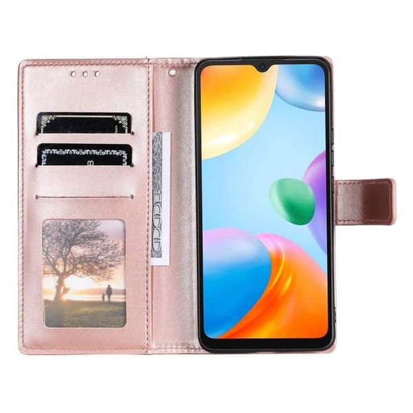 SKALO Xiaomi Redmi 10C Mandala lompakkokotelo - Ruusukulta