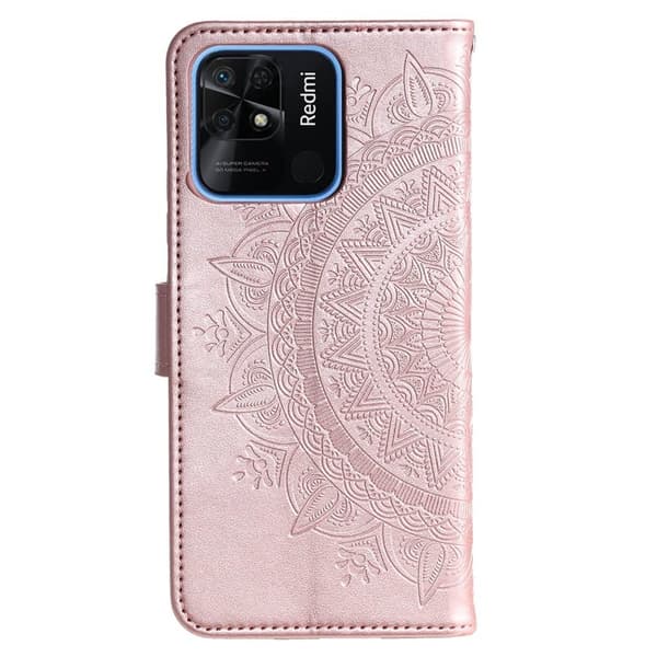 SKALO Xiaomi Redmi 10C Mandala lompakkokotelo - Ruusukulta