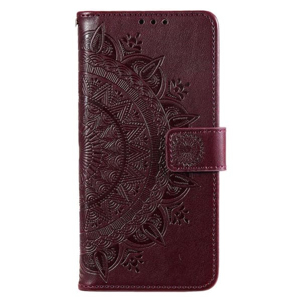 SKALO Xiaomi Redmi 10C Mandala lompakkokotelo - Tummanruskea