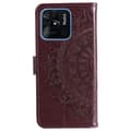Pikkukuva 6 / 6: SKALO Xiaomi Redmi 10C Mandala lompakkokotelo - Tummanruskea