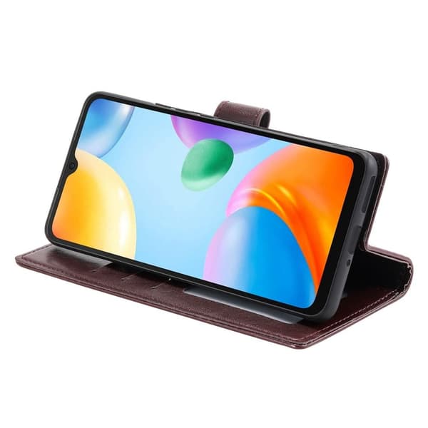 SKALO Xiaomi Redmi 10C Mandala lompakkokotelo - Tummanruskea