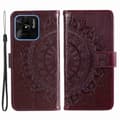 Pikkukuva 1 / 6: SKALO Xiaomi Redmi 10C Mandala lompakkokotelo - Tummanruskea