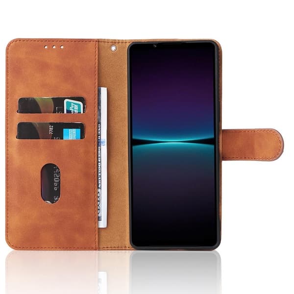 SKALO Sony Xperia 1 IV Matt PU-læderpungetui - Brun